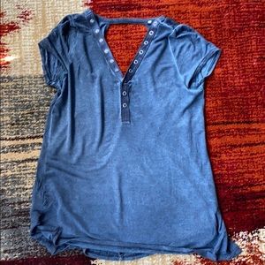 Blue casual, back cut out, shirt